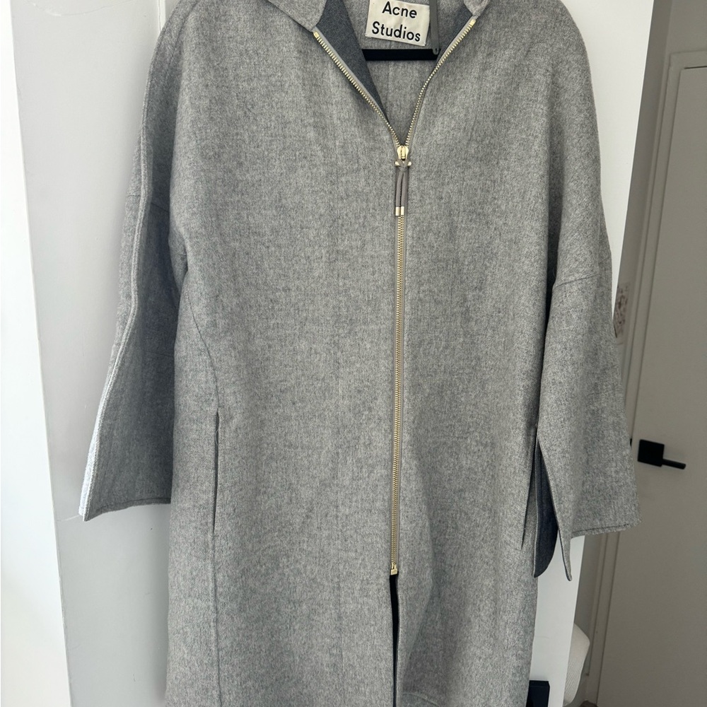 Acne Studios Oversized Gray Wool Cape Coat